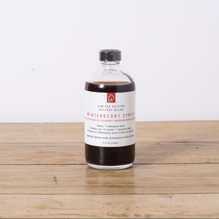 Winterberry syrup with elderberry and local raw honey made in Tennessee